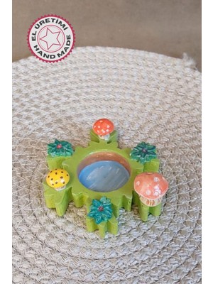 Feyza Design El Yapımı Mantar Motifli Minyatür Mumluk, Şık ve Sıcacık Dekorasyon Parçası