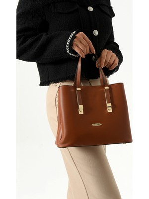 Sanmorris Kadın Uzun Askılı 4 Bölmeli Gold Aksesuarlı Sade Şık Tasarım Omuz ve El Çantası Srgn