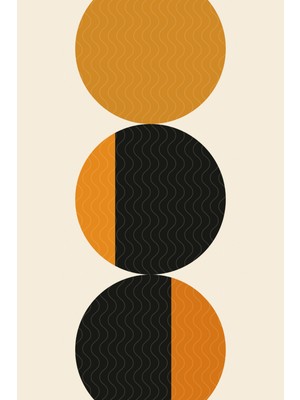 Turuncu ve Siyah Tonlarda Modern Geometrik Kanvas Tablo