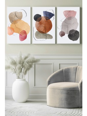 Soft Form Minimal 3'lü Kanvas Tablo