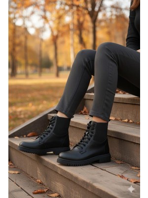 Fort 8442 Sedef Sıcak Astar Bağcıklı Kaymaz Taban Kadın Bot