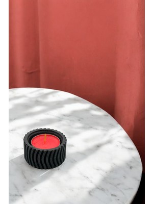 Feyza Design Şık Siyah Mumluk, Tealight Mum Uyumlu, Modern Dekorasyon Parçası