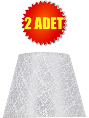 Feyza Design Modern Beyaz Dantelli Ikili Abajur Şapkası Seti
