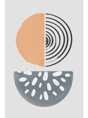 Yarım Daire Soyut Kompozisyon Kanvas Tablo