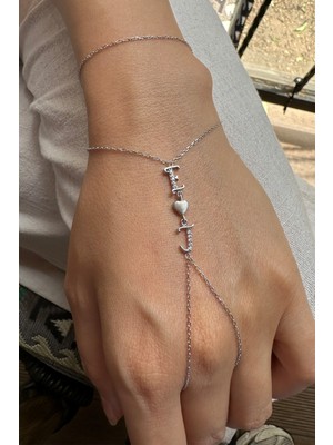 Sunshine 925 Ayar Gümüş Rodyum Kaplamalı Kalpli Kişiye Özel Harfli Zarif Şahmeran