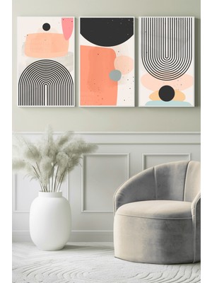 Pastel Yay Formları 3’lü Kanvas Tablo