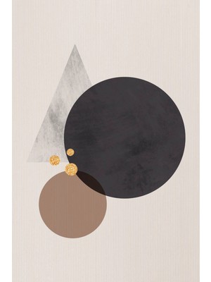 Siyah ve Kahverengi Geometrik Altın Detaylı Kanvas Tablo