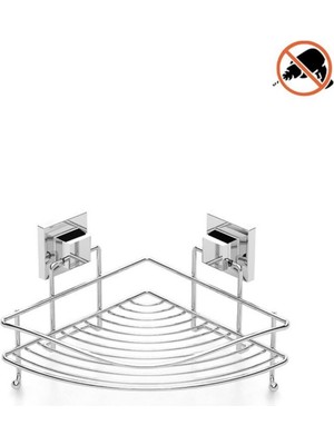 Tekno Tel EF-250 Krom Tek Katlı Köşelik Banyo Rafı | Yapışkanlı/vidalı Deliksiz Organizer