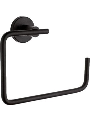 Mira Serisi Yuvarlak Havluluk | Mat Siyah Paslanmaz Alüminyum Banyo Havlu Halkası 5 Yıl Garantili