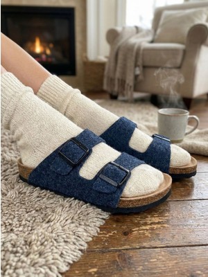 Mycorni Unisex Anatomik Doğal Mantar Tabanlı Hakiki Yün Keçe Ev Terliği