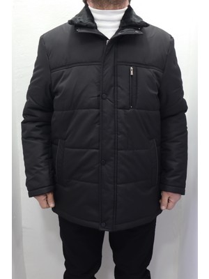 Marco Muratti Fistan Store Erkek Yakası Kürklü Normal Kalıp Fermuar ve Çıtçıt Kapamalı Battal Kışlık Mont