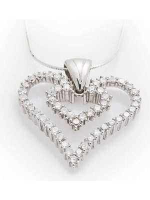 Özcömert Silver Gümüş Kalpli Bayan Kolye