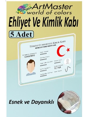 ArtMaster Kimlik Ehliyet Kredi Kartı Koruyucu Şeffaf 5 Adet Yeni Nesil Kart Kılıfı Plastik Kırılmaz Kart Kabı Kart Kılıfı