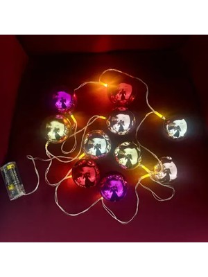 Litae Trend 2m 10 LED Pilli Parlak Top Lamba - 2 Kademeli Yılbaşı Ağacı Süsü