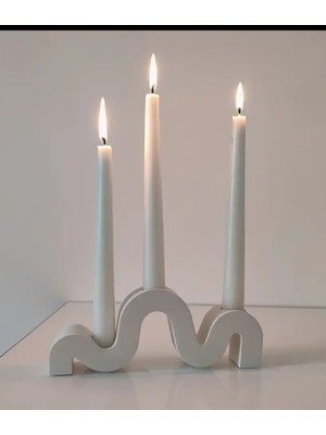 Feyza Design El Yapımı Beyaz Boyalı Dekoratif Şamdan, Şık Ev Dekorasyonu