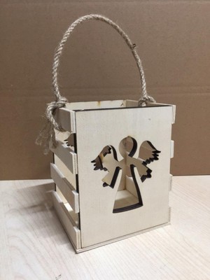 Feyza Design Şık Ahşap Melek Mumluk, Dekoratif ve Zarif Tasarım YB-117 (14X11X11)