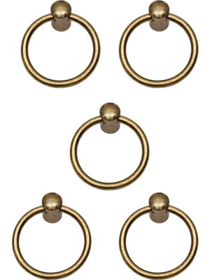 5 Adet Halka Sarkaç Mobilya Kulbu Seti - Tek Vidalı - 60 mm Antik Sarı Dolap ve Çekmece Kulpu