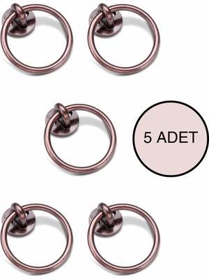 5 Adet Halka Sarkaç Kulp Seti - Üstten Vidalı Sandalye Arkası ve Mobilya Kulbu - 60 mm Bakır