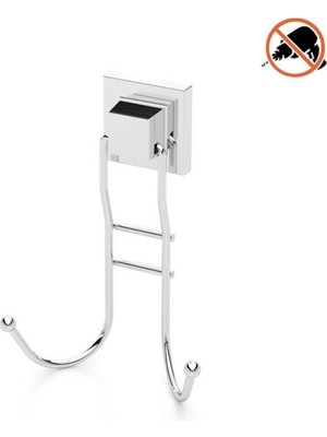 Tekno Tel EF-236 Krom 2'li Askı Bornozluk | Yapışkanlı/vidalı Deliksiz Metal Banyo Havluluğu