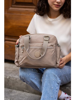 Sanmorris Şık ve Modern 4 Fermuar Bölmeli Kadın El ve Omuz Çantası , Günlük ve Seyahata Uygun