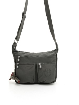 Sanmorris Kadın Büyük Boy Bölmeli Suya Dayanıklı Paraşüt Kumaş Koyu Gri Renkli Omuz Çantası