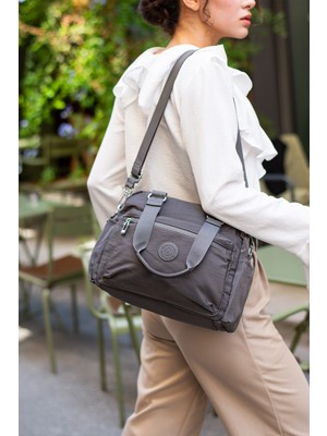 Sanmorris Şık ve Modern 4 Fermuar Bölmeli Kadın El ve Omuz Çantası , Günlük ve Seyahata Uygun