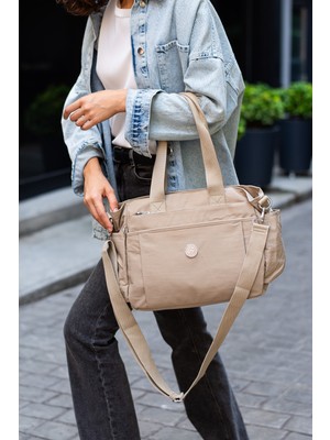 Sanmorris Şık ve Modern Çok Fermuarlı Bölmeli Kadın El ve Omuz Çantası , Spor, Günlük ve Seyahata Uygun