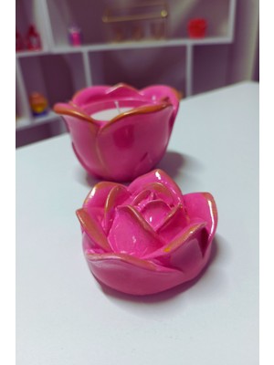 Feyza Design El Yapımı Gül Şeklinde Dekoratif Beton Mumluk, Şık ve Zarif Tasarım