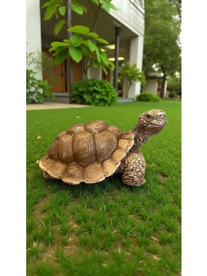 Libre Design Dekoratif 30 cm Büyük Boy Kahverengi Kablumbağa Ev Balkon Bahçe Dekorasyonu Heykel Biblo