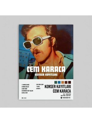 Orendart Cem Karaca - Konser Kayıtları 1 Albüm Spotify Çerçeveli - Çerçevesiz Poster Tablo