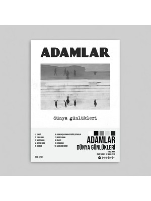 Orendart Adamlar - Dünya Günlükleri Albüm Spotify Çerçeveli - Çerçevesiz Poster Tablo