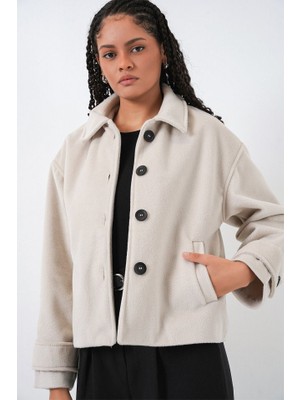 Kısa Kaşe Ceket 0724 - Ekru