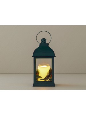 Feyza Design Yılbaşı Temalı Twist Fener 10X10X23 cm Yeşil, Dekoratif Aydınlatma
