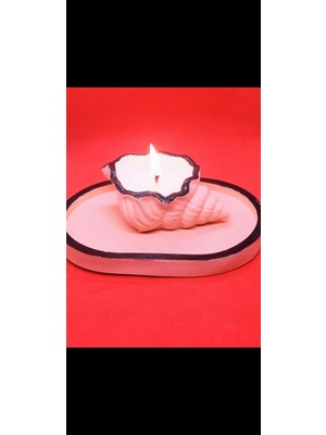 Feyza Design Inci Tozu Mum ve Tabaklı Dekoratif Set, 2'li, Mum ve Fitil Hediye