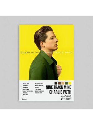 Orendart Charlie Puth - Nine Track Mind Albüm Spotify Çerçeveli - Çerçevesiz Poster Tablo