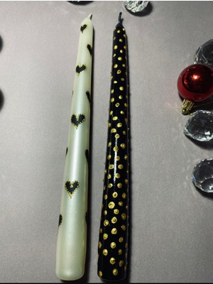 Feyza Design Şamdan Kalp El Boyama Seti, Şık ve Eşsiz Dekoratif Aksesuarlar