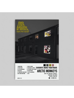 Orendart Arctic Monkeys - Favourıte Worst Nıghtmare Albüm Spotify Çerçeveli - Çerçevesiz Poster Tablo