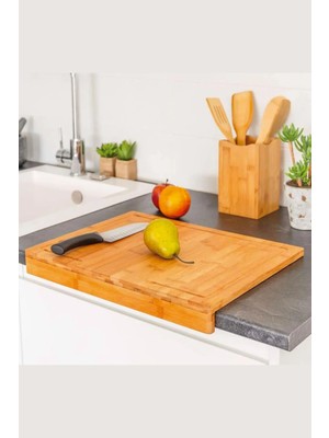 Bambu Kesme Tahtası, Kaymaz, Tezgah Üstü, Kenarlı, 35X24 cm