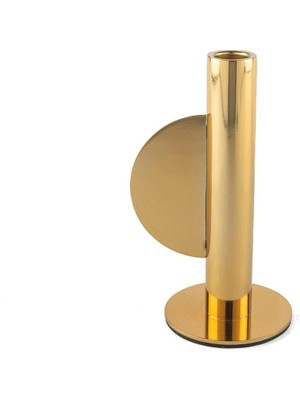 Feyza Design Şık Gold Mumluk 11X19CM, Zarif ve Parlak Dekoratif Aksesuar