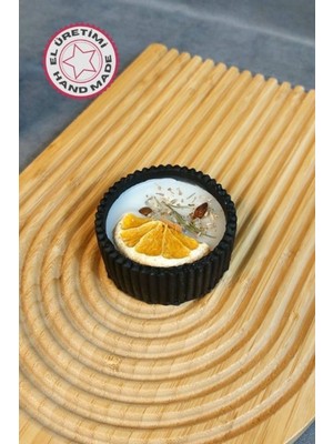 Feyza Design El Yapımı Portakal Temalı Dekoratif Siyah Mumluk, Şık ve Zarif Aksesuar