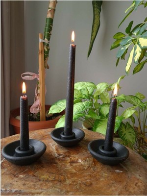 Feyza Design 3'lü Beton Mumluk Seti, Şamdan ve Dekoratif Obje, Modern Tasarım