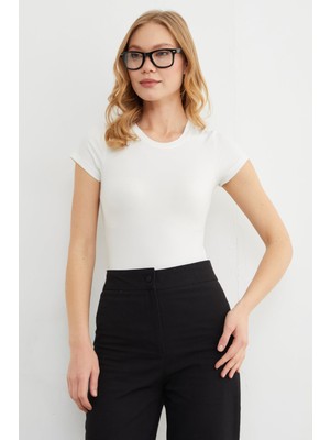 FullaModa Basic Bisiklet Yaka Çıtçıtlı Body