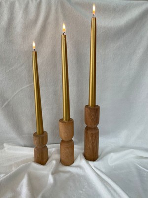 Feyza Design Doğal Kayın Ahşap 3'lü Şamdan Mumluk Seti, Şıklık ve Sıcaklık Katıyor