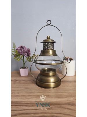 Feyza Design Retro Metal Mumluk ve Fener, Şık Dekorasyon, 27X21 cm