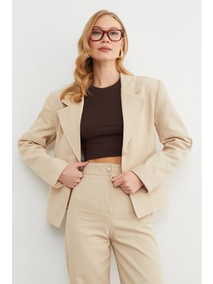 FullaModa Fleto Cepli Tek Düğmeli Slim Fit Ceket