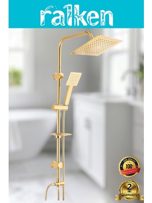 Ralken Gold (Altın) Kare Robot Duş Seti - Yağmurlama Tepe Duş Takımı