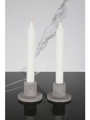 Feyza Design El Yapımı 2'li Beton Şamdan Mumluk Seti Şık ve Modern Tasarım