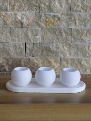 Feyza Design Beyaz Renkli Dekoratif Tabaklı Bubble Mumluk Seti, Şık ve Zarif Tasarım