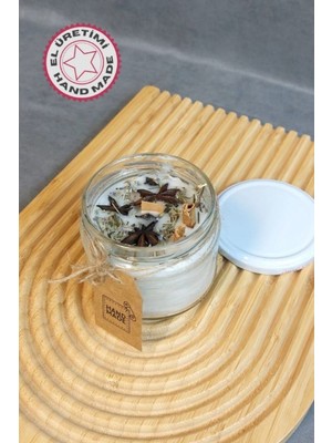 Feyza Design El Yapımı Cam Kavanozda Baharat Temalı Mum, Sıcak ve Hoş Koku