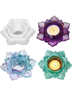 Feyza Design Şamdanlık Lotus Çiçeği Epoksi Silikon Reçine Mum Kalıbı